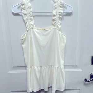 White frill strap tank